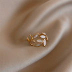 Leaf & Opal Adjustable Ring
