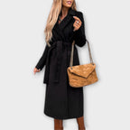 Eliza - Chic Long Coat with Tie Belt