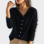 Paige – Soft Cardigan with Asymmetrical Button Placket