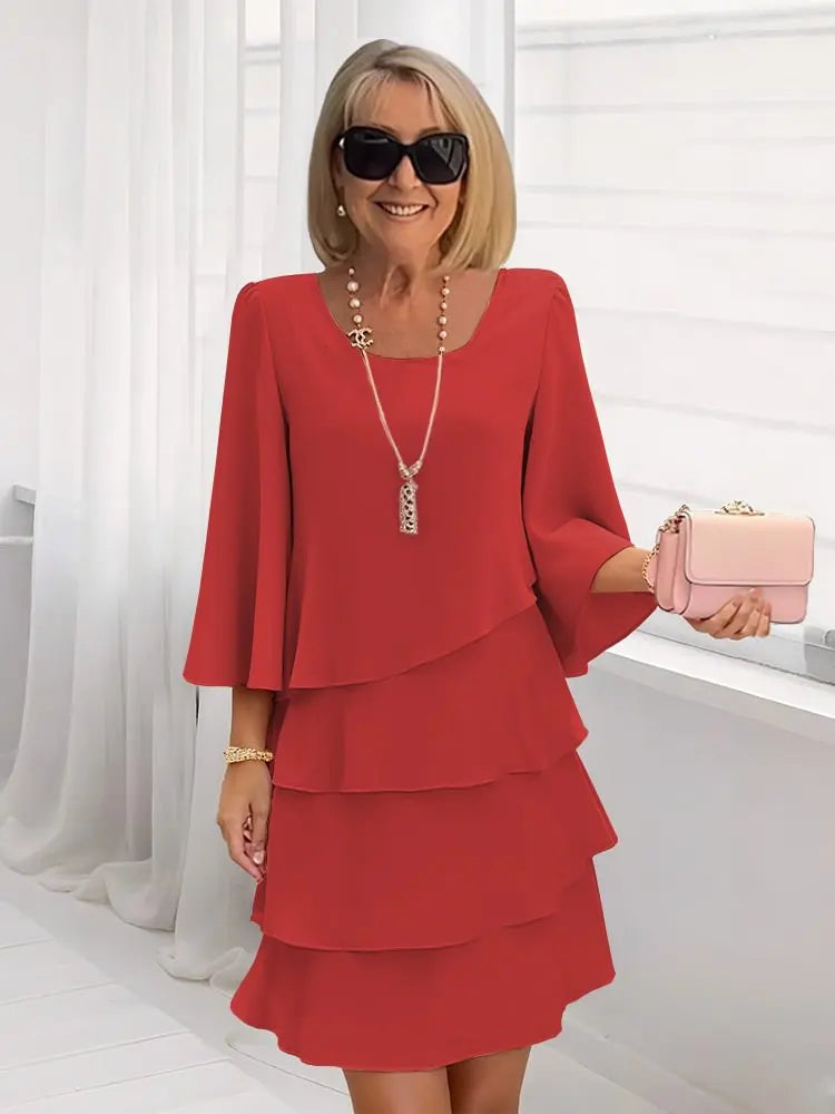 Elizabeth | Elegant Flowing Ruffle Dress