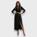 Carlette – Draped V-Neck Evening Dress