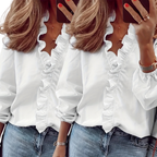 Lisa™ - Timeless V-Neck Blouse with Ruffles for Casual Elegance