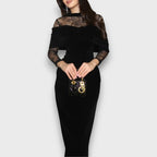 Selara – Velvet Lace Off-Shoulder Evening Dress