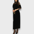 Selara – Velvet Lace Off-Shoulder Evening Dress
