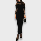 Selara – Velvet Lace Off-Shoulder Evening Dress