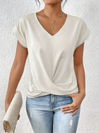 AURA – Elegant Gathered V-Neck Shirt