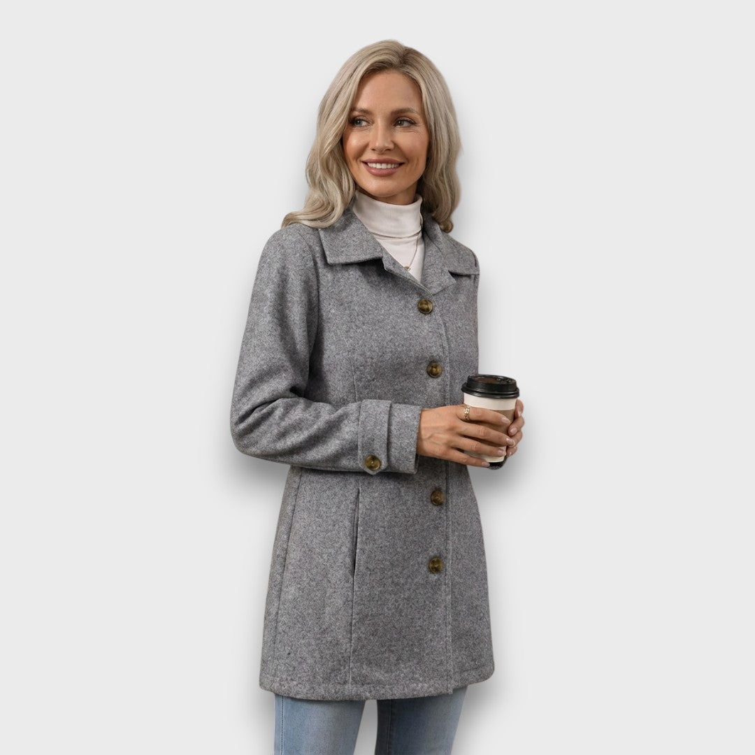 Elle – Tailored Wool-Blend Button Coat