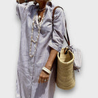 Luméra – Striped Shirt Dress with Slit
