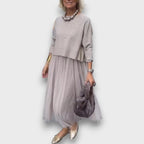 Alex – Elegant Knit-Tulle Layered Dress