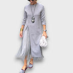 Elaira – Layered Knit & Tulle Midi Dress