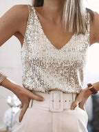 GRACE™ - Glitter Sequin V Neck Tank Top for Summer Nights