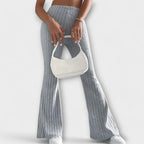 Luretta – Flared Trousers with Fine Structure