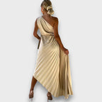 Lunelle – Asymmetric Dress with Rose Detail