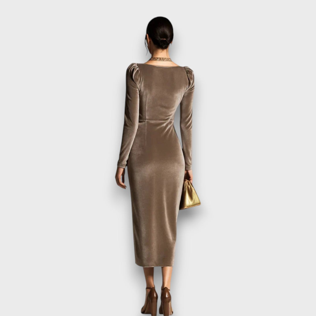 Juliette - Draped Velvet Midi Dress