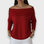 Meliora – Soft Drape-Collar Knit Sweater