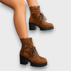 Belana – Suede Lace High-Heel Booties