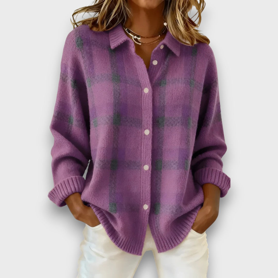 Georgine – Classic Checked Knit Cardigan