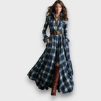 Marcele – Plaid Maxi Shirt Dress
