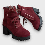 Belana – Suede Lace High-Heel Booties