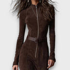 Cataelle – Vintage Suede Maxi with Belted Elegance