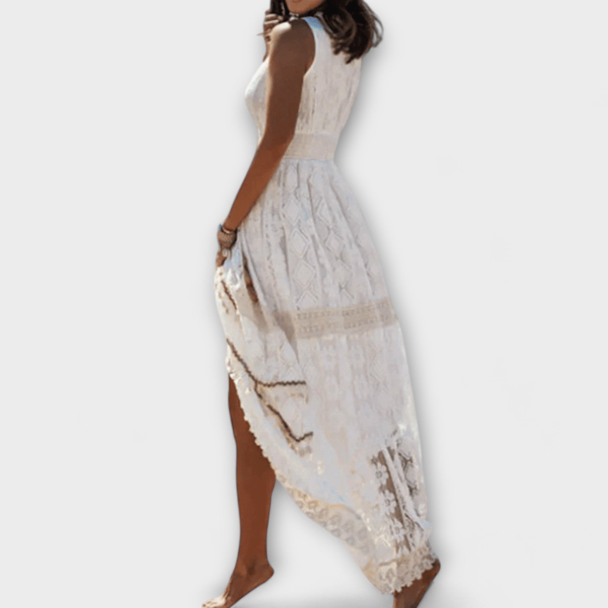 Taliana – Boho maxi dress with lace and slit