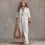 Soline | Relaxed V-Neck Button Maxi Dress